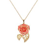 AliveRose Collar bañado en oro rosa real, regalo para mujeres y niñas, collar con colgante de rosa de oro de 24 quilates, joyería para el día de la madre, aniversarios, cumpleaños, Navidad, ocasiones