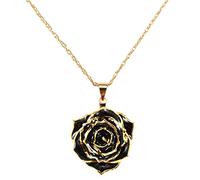 AliveRose Collar bañado en oro rosa real, regalo para mujeres y niñas, collar con colgante de rosa de oro de 24 quilates, joyería para el día de la madre, aniversarios, cumpleaños, Navidad, ocasiones