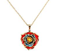 AliveRose - Collar con colgante de oro rosa genuino templado para mujer, collar con colgante de oro rosa de 24 quilates, joyería, día de la madre, cumpleaños, Navidad, ocasiones especiales, regalos