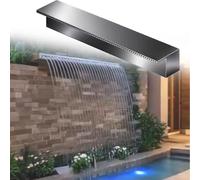 Aliviadero de Cascada Aliviadero Cascada Empotrado Pared Patio, Cascada Fuente Piscina Profesional para Patio Trasero/jardín, Accesorios Piscina Cascadas Salida Rociado(128cm/50.4in)
