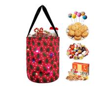 Aliviado Trick Or Treat bolsas, de Halloween iluminada | Bolsas de Navidad LED LED de poliéster | Bolsas navideñas de luz LED multifunción reutilizable Goody Bucket Bag Cubo rojo y verde