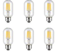 ALIVIM 6Piezas Bombilla LED E27 T45 Bombillas LED Tubulares T45 Tornillo 2W 4W 6W 8W Bombilla LED Vintage Blanco Cálido 2700K 360° Ángulo de Haz Filamento Transparente No Regulable,6W