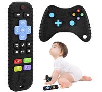 Alivio de dentición de juguete, anillo de dientes, mando a distancia de silicona, sensación de alimento, sin BPA, para bebés 0-18 meses