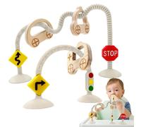 Alivio de la Dentición Mordedor Juguetes para Bebes, Juguetes Sensoriales para Trona con Ventosa para Bebé 0 3 6 8 12 Meses, Traffic Cognition Enlightenment Gift for Newborn Babies, Beige