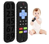 Alivio de la Dentición Mordedores Juguetes para Bebés 6-12 Meses Regalos, Silicona Mordedor Mando a Distancia Juguetes de Baño para 3-6 9 Meses Niño Niña Autismo, Juguetes de Grado Alimenticio,Negro