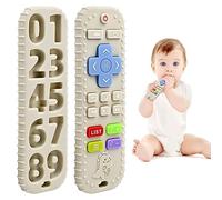 Alivio de la Dentición Mordedores Juguetes para Bebés 6-12 Meses Regalos, Silicona Mordedor Mando a Distancia Juguetes de Baño para 3-6 9 Meses Niño Niña Autismo, Juguetes de Grado Alimenticio, Beige