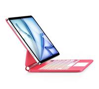ALIWLHOF Funda para iPad de 9ª generación con teclado, funda magnética mágica para iPad 10.2 de 9ª/8ª/7ª generación y Air 3, Pro 10.5, trackpad multitáctil, retroiluminado (rojo rosa)