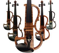 Aliyes hecho a mano profesional Silencioso violín eléctrico 4/4 tamaño completo profesional madera maciza estudiante de violín para principiantes Kit de violín Cuerdas, soporte de hombro, resina,