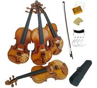 Aliyes madera maciza violines tamaño completo intermedio Kit de violín para principiantes con funda, soporte de hombro, lazo, colofonia, extra puente y cuerdas (aldh-000), ALDH-LONG
