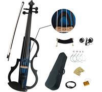 Aliyes tamaño completo 4/4 árbol de la vida Anillo Sólido Madera intermediate-b violín eléctrico/silencioso negro Kit de violín con caso, arco, colofonia, auriculares, soporte de hombro, cuerdas,