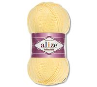 Alize 100 g Cotton Gold Premium Lana en 59 Lana de verano para tejer Amigurumi (187, amarillo claro)