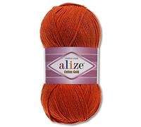 Alize 100 g Cotton Gold Premium lana en 59 lana de verano para tejer Amigurumi (36, terracota)