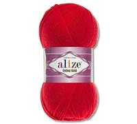 Alize 100 g Cotton Gold Premium lana en 59 lana de verano para tejer Amigurumi (56, rojo)