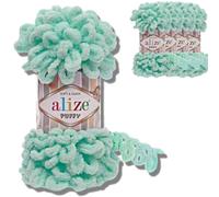Alize 5 ovillos de 100 g de lana turca hinchada, hilo de chenilla súper voluminoso, suave para bebé, para tejer a mano, para ganchillo, suave chenilla, XXL, para amigurumi (turquesa claro, 19)
