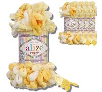 Alize 5 ovillos de 100 g de lana turca hinchada, hilo de chenilla súper voluminoso, suave para bebé, para tejer a mano, para ganchillo suave, chenilla, XXL, para amigurumi (5921)