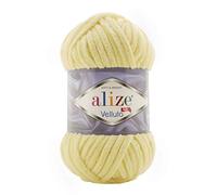Alize 5 ovillos de 100 g de lana Velluto de 500 gramos de hilo de chenilla supervoluminoso, suave 100 g, almohada de bebé, etc. (amarillo claro 13)