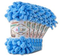 Alize - 5 ovillos de lana de chenilla de 100 g, Hilos Crochet para ganchillo y punto sin herramientas para ropa, accesorios de ropa (289 | azul)