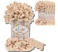 Alize 5x 100g Puffy lana turca Super Bulky hilo de chenilla suave y mimoso lana para bebé hilo para tejer a mano para ganchillo suave hilo de chenilla ovillos XXL para Amigurumi (Honey | 310)