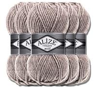 Alize 5x 100g Superlana Maxi Turco Premium Lana Algodón y Acrílico Hilados de tejer manuales lisos | Hilo de tejer | Color sólido bebé ganchillo tejer (mezclado - 207)