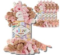 Alize 6046 - 5 ovillos de 100 g de lana turca hinchada, hilo de chenilla súper voluminosa, suave para bebé, para tejer a mano, para ganchillo