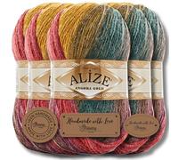 Alize Angora Gold Batik 3368 - 5 ovillos de lana turca premium de 100 g, 20 % lana virgen, 80 % acrílico, hilo para tejer a mano, hilo de bebé, degradado de color, para tejer