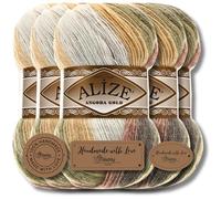 Alize Angora Gold Batik - 5 ovillos de 100 g de lana turca, 20 % lana virgen, 80 % acrílico, hilo para tejer a mano, hilo de bebé, degradado de color, para tejer (1893)