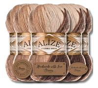 Alize Angora Gold Batik 6779 - 5 ovillos de lana turca premium de 100 g, 20 % lana virgen, 80 % acrílico, hilo para tejer a mano, hilo de bebé, degradado de color, para tejer