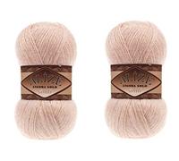 Alize Angora Gold Simli 5% metálico 20% lana 75% acrílico lote de 2 skn 200 g 1100 yardas, hilo de ganchillo de encaje para tejer a mano hilo turco (404 champán)
