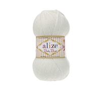Alize Baby Best Soft Baby Yarn - Hilo de lana 90% acrílico antibolitas, 10% bambú, lote de 4. Cada madeja 3.5 oz (100 g) 262 yardas (450 - perla)