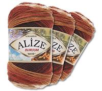 Alize Burcum Batik - 3 ovillos de lana de 100 g cada uno, 100 % acrílico, degradado de color, 29 colores, 2626