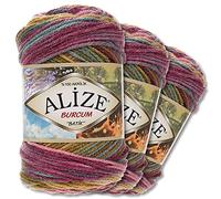 Alize Burcum Batik - 3 ovillos de lana de 100 g cada uno, 100 % acrílico, degradado de color, 29 colores, 4341