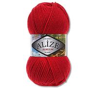Alize Burcum Klasik - Ovillo de Lana Hilos Crochet (100 g), Color Rojo