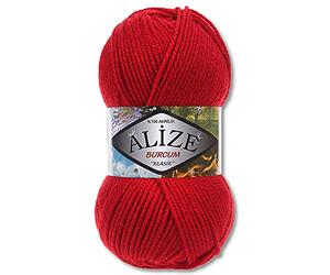 Alize Burcum Klasik - Ovillo de Lana Hilos Crochet (100 g), Color Rojo
