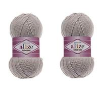 Alize Hilo de algodón dorado, 55% algodón, 45% acrílico, 2 madejas, 200 g, 722 yardas (200-gris)