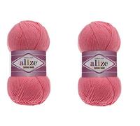 Alize Hilo de algodón dorado, 55% algodón, 45% acrílico, 2 madejas, 200 g, 722 yardas (33-Candy Pink)
