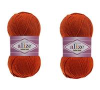 Alize Hilo de algodón dorado 55% algodón 45% hilo acrílico ganchillo arte tejer a mano lote de 2 madejas 200gr 722yds (36-Terra)