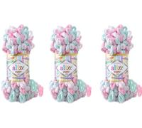 Alize Ovillo de lana para manta de bebé de color hinchado, lote de 3skn, 300 g, 30 yardas, 100% micropoliéster, hilo suave para tejer a mano, súper grueso y voluminoso (6052)
