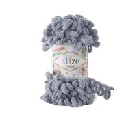 Alize Puffy Baby Big Loop - Ovillo de lana suave 100 % micropoliéster, 100 g, 9 m - 428, color gris medio