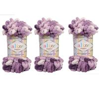 Alize Puffy Color Baby Blanket - Lote de 3, 300 g, 300 yardas, 100 % hilo suave de micropoliéster, hilo grueso y voluminoso