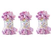 Alize Puffy Color Baby Blanket - Lote de 3 - 300 g, 300 yardas - 100 % hilo suave de micropoliéster - Hilo grueso y voluminoso Worested