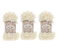 Alize Puffy - Lote de 3 ovillos de hilo para manta de bebé, 300 g, 100 % micropoliéster, hilo suave para tejer a mano, muy grueso.