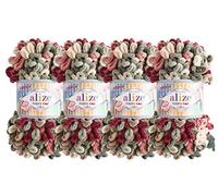 Alize Puffy - Lote de 4 ovillos de lana para manta de bebé, 400 g, 100% micropoliéster, hilo suave para tejer a mano, muy grueso y voluminoso