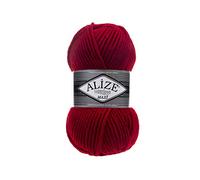Alize SuperLana Maxi 25% Lana 75% Acrílico Cada Madeja 100 g 100 m, Lote de 4 Madejas - 56 Rojo