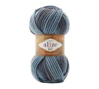 Alize SuperLana Maxi Batik 25% Lana 75% Acrílico Cada Madeja 100 g 100 m, Lote de 4 Madejas - 7785