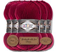 Alize Superlana Midi - 5 ovillos de 100 g de lana turca de algodón y acrílico liso, hilo para tejer a mano, hilo para tejer, bufandas de bebé, para tejer ropa, bufandas (390)