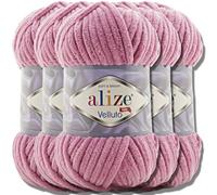 Alize Velluto - Lote de 5 ovillos de lana turca de 100 g cada una - Super Bulky - Ovillo XXL para Amigurumi - Suave - Lana de bebé para ganchillo y tejer (rosa - 98)