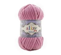 Alize Velluto - Ovillo de lana (5 ovillos de 100 g, 500 g, hilo de chenilla supervoluminoso, 100 g), color rosa claro 98