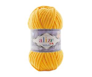 Alize Velluto - Ovillo de lana para manta de bebé, 100% micropoliéster, lote de 5 unidades, 340 m, 500 g, peso del hilo: súper voluminoso (mostaza 216)