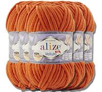 Alize Velluto - Ovillos de lana turca de 100 g cada una, Super Bulky - Ovillo XXL - Suave para Amigurumi - Lana para tejer y ganchillo (naranja - 6)