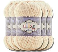 Alize Velluto - Ovillos de lana turca de 100 g cada una, Super Bulky XXL para Amigurumi - Suave - Lana para ganchillo y tejido (Miel - 310)